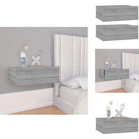 Tables de chevet flottantes 2 pcs Sonoma gris 40x30x15 cm - Table De Chevet - Meuble De Chambre - Table De Nuit - Étagère Murale - Rangement Minimaliste (1/5)