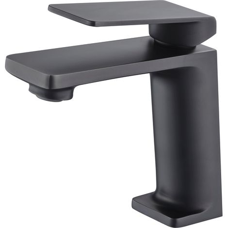 Robinet de lavabo avec un seul levier  Modèle FIYI  Bec bas  Couleur noir fini mat [ IMEX® ] (1/2)