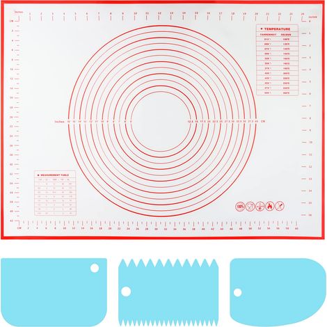 Tapis de Pâtisserie 70x50 cm - Plaque Silicone Réutilisable Antiadhésive pour Étaler Pâte avec Corne de Pâtisserie (1/5)