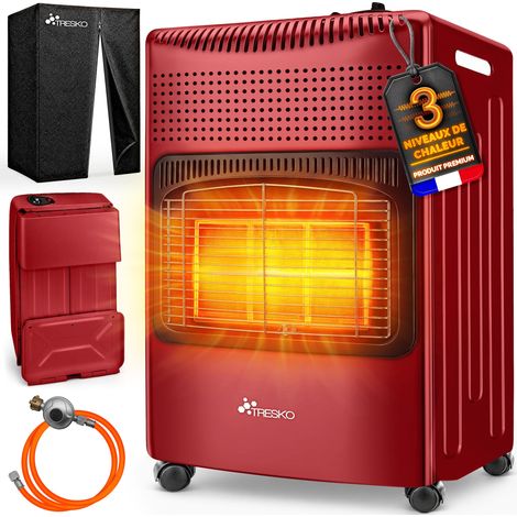 TRESKO Chauffage au gaz portable 4200 W pour intérieur avec régulateur de pression, tuyau et housse de protection  3 niveaux de chauffage réglables  Appareil de chauffage mobile (1/5)