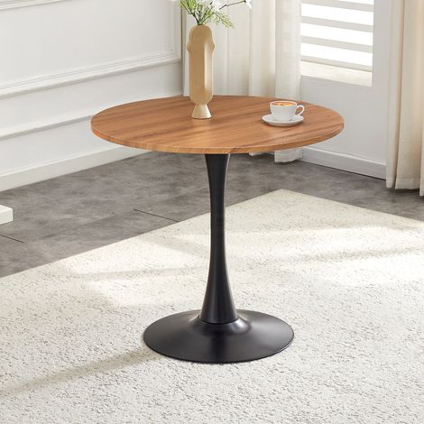 Table ronde tulipe design 80cm, piètement métal robuste, plateau design épuré, idéale pour cuisine ou salon, parfaite pour 2 à 4 personnes, pour repas conviviaux (1/5)