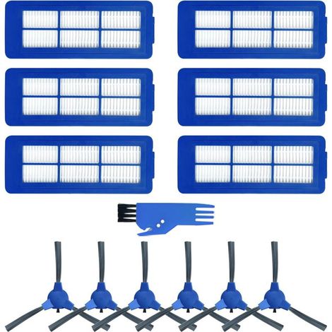 Accessoires pour aspirateur robot, pour Eufy RoboVac 11S MAX/15C MAX/30C MAX/G30, 6 filtres + 6 brosses latérales+1 brosse de nettoyage bleue (1/5)