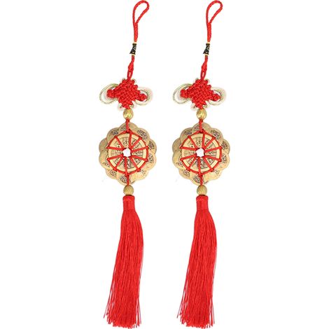 2 pièces Décoration Feng Shui en Laiton, Pièce de Fortune à Nœud Chinois pour Richesse et Succès (1/5)