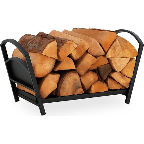 Cesta de leña plegable de acero con asas