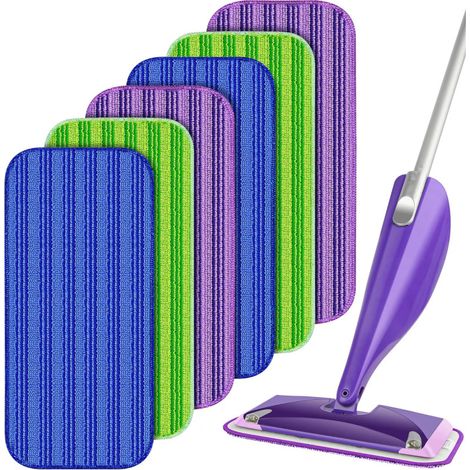 Wiederverwendbare Ersatztücher, kompatibel mit Swiffer WetJet – 6er-Pack waschbare Mikrofasertücher (30 cm, lila)