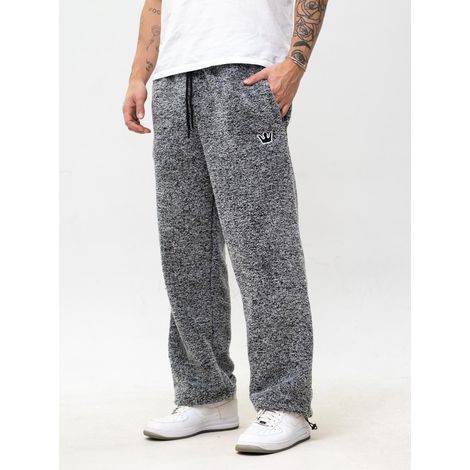 Jigga Wear Teddy Simple Crown XL Pantaloni della tuta larghi da uomo in sherpa grigio (1/5)