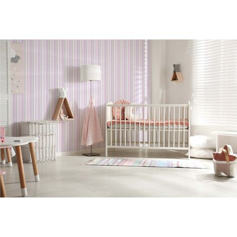 TADESSI  Tapete Kinderzimmer  M1-No.138  Vliestapete  Rosa  Silber  Streifentapete  Jungenzimmer  Mädchenzimmer (1/5)