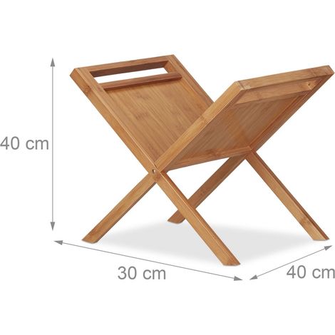 Pratico portariviste decorativo con maniglie per il trasporto 40 x 40 x 30 cm in bambù naturale 130003713