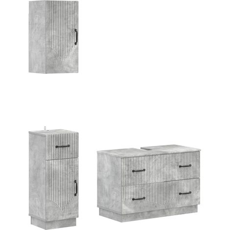 vidaXL 3 Piece Bathroom Cabinet Set HOORN Concrete Grey (1/5)