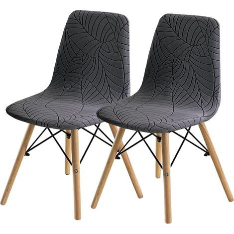 Set di 2 coperture per sedie da sala da pranzo, stile medievale, guscio alla moda e moderno (grigio, 2 pezzi) (1/5)