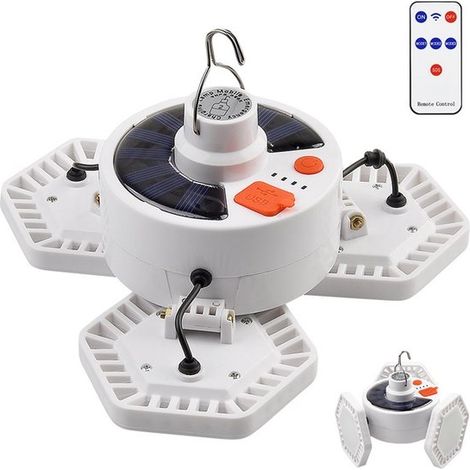 Linterna solar de camping de 169 LED para exteriores,recargable por USB,con control remoto,lámpara de camping con 5 modos,brillo de 360°