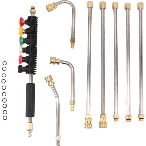 Baguettes d'extension pour nettoyeur haute pression - Outils de nettoyage de gouttière pour nettoyeur haute pression, de remplacement télescopique, buses pour lave-glace (1/5)