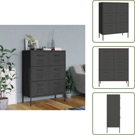 Schubladenschrank Anthrazit 80x35x101,5 cm Stahl - Schubladenschrank - Lagerschrank - Metallschrank - Stahltürenschrank - Aufbewahrungsraum (1/5)