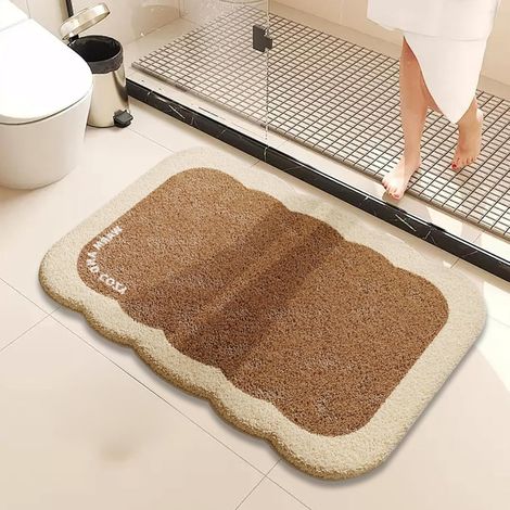 Alfombra de baño, decoración de baño, base antideslizante, masaje para los pies, material suave y de alta calidad, fuerte adherencia, fácil de limpiar, multifuncional, adecuado para el hogar, cocina,