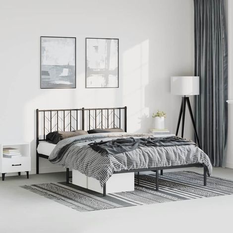 Estructura cama sin colchón con cabecero metal negro 193x203 cm vidaXL (1/5)