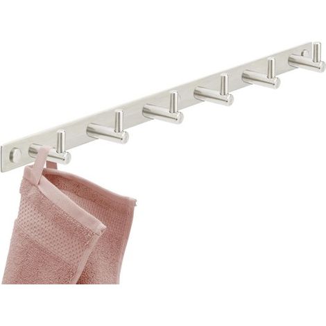 Kleiderhaken aus gebürstetem Edelstahl, Garderobenhaken, Wandhaken mit 1/4/6/8/10 Haken, wählbare Länge, Modell: 2 JULIA, 4 Haken (Länge 310 mm) (1/5)