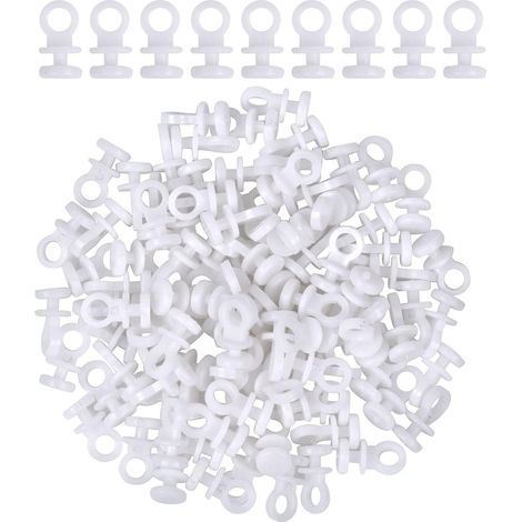 100 Pcs Glisseurs pour Rail à Rideaux - Crochets en Plastique Blanc Coulissants - Idéal pour la Plupart des Rideaux ou Rideau de Douche (1/5)