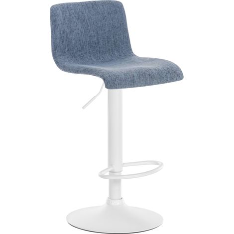 Sgabello da bar x1 con poggiapiedi girevole schienale curvo in tessuto blu e metallo bianco 100004976