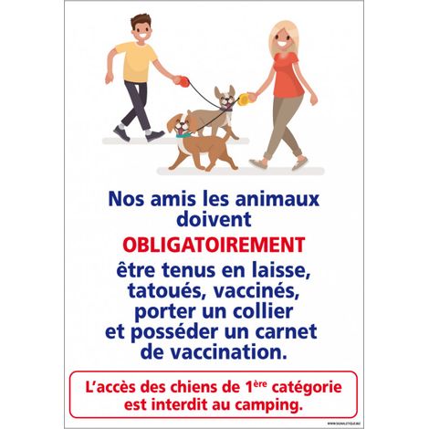 PANNEAU ANIMAUX TENUS EN LAISSE (H0311) - Aluminium 2 mm - 150 x 210 mm
