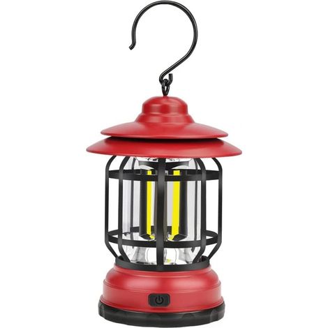 Lanterne de camping à LED, lanterne vintage à LED, lanterne portable pour chambre intérieure, extérieur, jardin, camping, terrasse, porche, rouge (1/4)