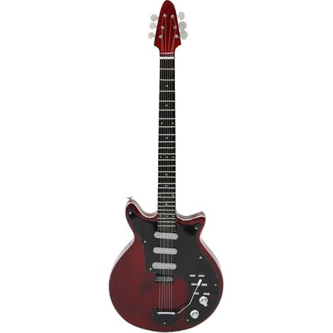 Réplique miniature de guitare électrique brun rougeâtre avec support et étui, modèle d'instrument de musique décoratif de 25 cm (10 pouces). (1/5)