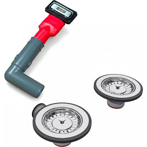 Kit de vidage manuel FRANKE pour évier de cuisine 2 cuves, avec bondes panier, trop-plein et tubulure complète
