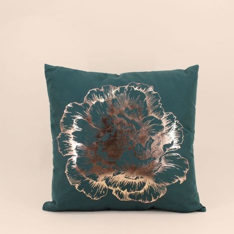 Coussin noir motif fleur doré 45x45cm (1/5)
