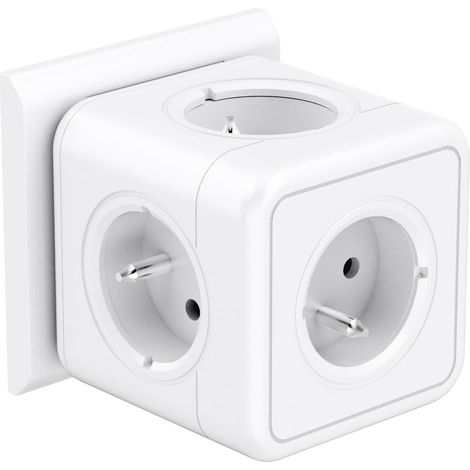 1 Multiprise Cube 5 Prises, 3680 W, Design Compact, Prise Secteur, Pour Bureau, Maison, Voyage