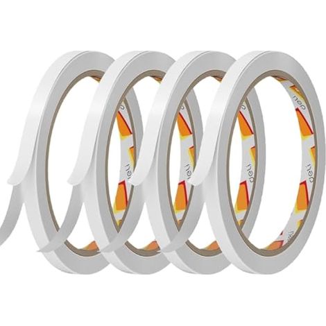 Lot de 4 Ruban Adhésif Double Face, Extra Fort Transparent Ruban Adhésif pour Tapis, Moquettes, Revêtements de Sol en PVC, Décorations Photo, Enveloppes, 12mm x 10m