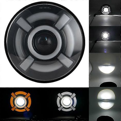 Phare LED rond de 7 pouces pour moto Harley Softail Touring Ultra Classic Electra Street Glide Road King Yamaha - 60 W, noir (1/4)