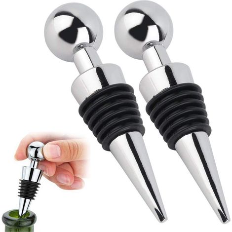 MINKUROW 2 Pezzi Tappo Per Vino In Silicone Tappo Per Bottiglia In Acciaio Inossidabile (1/5)