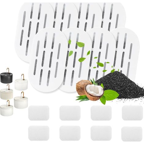 Lot de 16 Filtres Fontaine Chat Keimi, 8+8 Set, Système Multi-Couches 10 Trous, Eau Fraîche Santé (1/5)