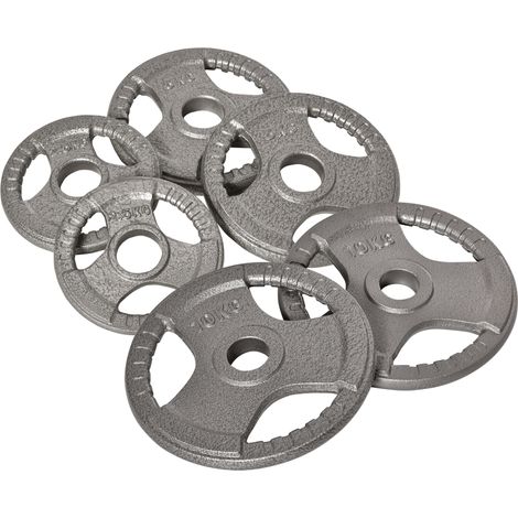 Set di 6 Dischi Pesi per Bilanciere e Manubri 2.5-35KG, Dischi palestra in Acciaio con Foro 50 cm, Ideali per Bilancieri Olimpionici, Argento