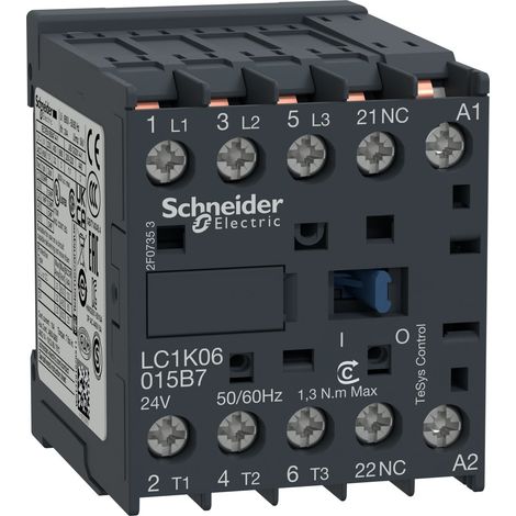 Contacteur TeSys K 3P AC-3 6A 440V 1NC bobine 24V AC - LC1K06015B7 (1/4)