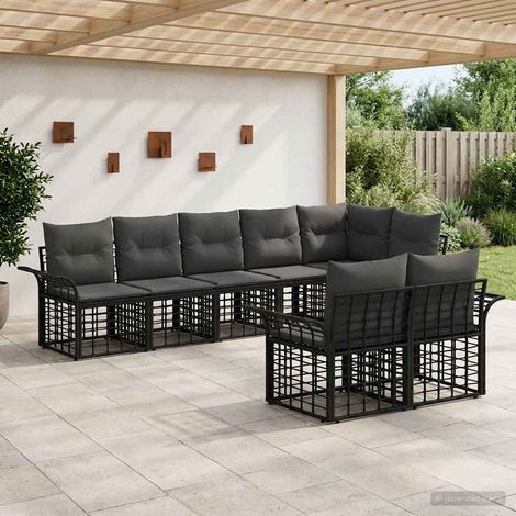 vidaXL Ensemble de canapés d'extérieur 8 pcs Noir et Gris foncé