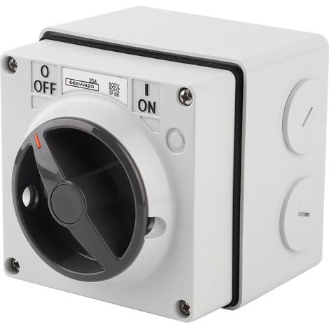 Wasserdichter Außenschalter mit Trennfunktion, staubdicht, Drehschalter mit Ein-/Aus-Anzeige, 250 V (4P20A) (1/5)