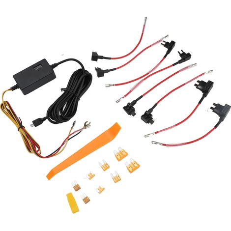 Kit câblage dur dashcam 8 fusibles 12V 24V vers 5V – Écran numérique cordon alimentation surveillance 24H MICRO droit (1/3)