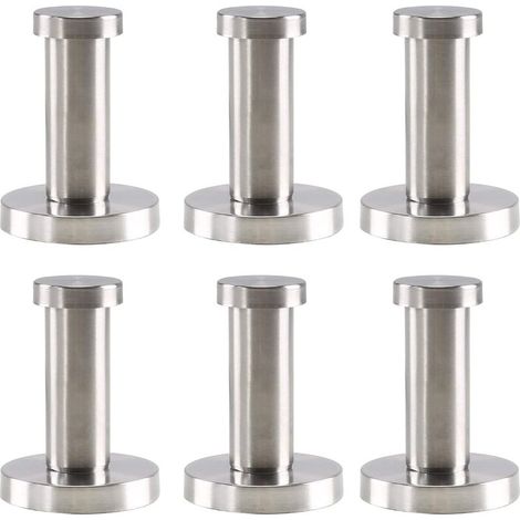 Lot de 6 Crochets Patere Mural Inox Ronds Argent Patères de Salle de Bains Support Mural en Acier Inoxidable de 52 mm Crochet Mural Peignoir pour Serviette Manteau Chambre Cuisine (1/5)