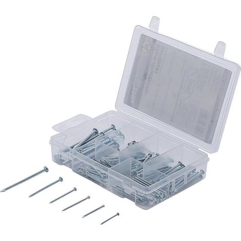 Assortiment de Clous et Pointes 200 pcs - Acier, Usage Polyvalent - Fixation Fiable et Durable - D-Work (1/5)