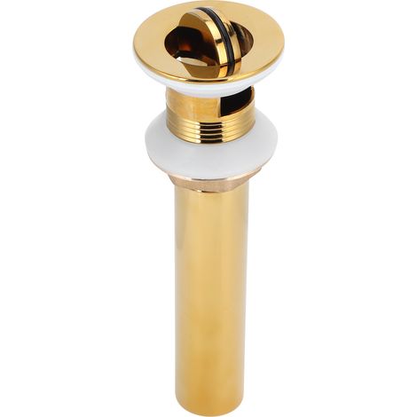Bouchon de vidage pour lavabo anti-débordement, anti-odeurs et anti-bouchons, finition or, avec clapet perforé pour salle de bain