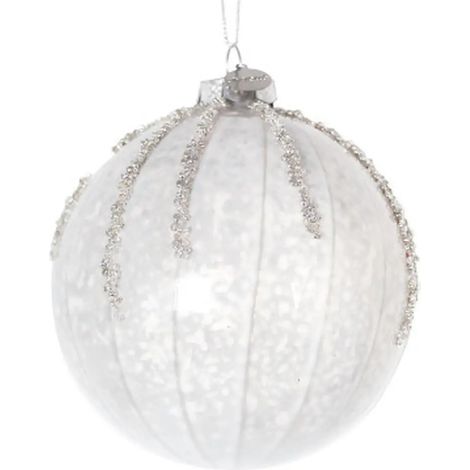 Sfera decorativa Frostfall in vetro bianco Ø10 cm