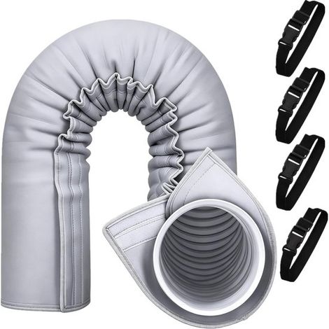Housse de tuyau de climatiseur - Isolation pour conduit de climatiseur - 150 x 53 cm - Gris - Portable - Réglable (1/5)