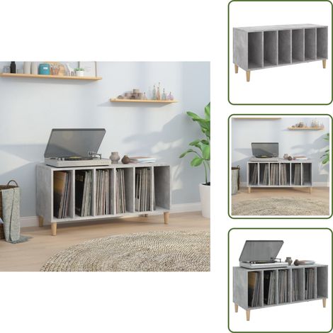 Armoire à disques gris béton 100x38x48 cm bois d'ingénierie - Meuble Vinyle - Étagère Disque - Rangement Musique - Bibliothèque Audiophile - Support Tournibox (1/5)