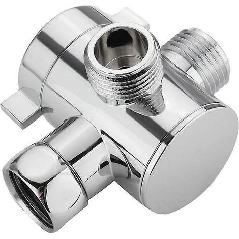 Inverseur de douche à trois voies G1/2 po avec vanne d'arrêt, adaptateur en T, accessoire pour pommeau de douche à main/fixe. (1/5)