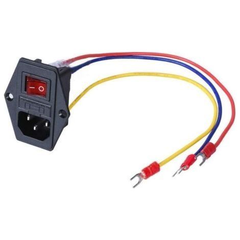 15A 250V Rocker Switch On/Off Power Socket Inlet Module Plug Fuse Switch with 3Pcs 18 AWG Wiring 3 Pin (1/3)