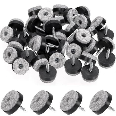 40pcs Noir 24mm Meubles Anti dérapant vis Fixe Meubles Anti dérapant Feutre Mat Protecteur de Sol Coulissant pour Pieds de Jambe en Bois pour chaises, Tables, tabourets de canapé