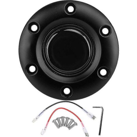 Cache central de volant intérieur, bouton de klaxon pour volant à 6 trous, noir intelligent (1/5)