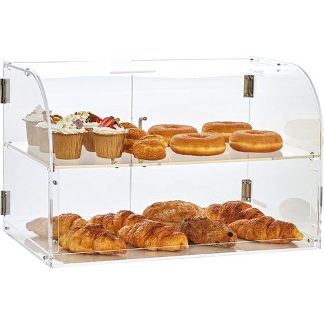 Présentoir à Pâtisserie à 2 Niveaux Vitrine de Boulangerie Transparente en Acrylique Léger Étagère Présentation Pâtisserie pour Pain Viennoiserie Dessert Bonbons Bar Café Magasin Restaurant (1/5)
