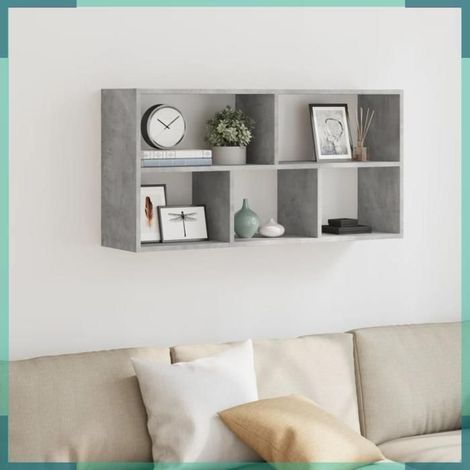 Étagère murale - 853275 - gris béton - 100 x 25 x 50 cm - bois d'ingénierie (1/5)
