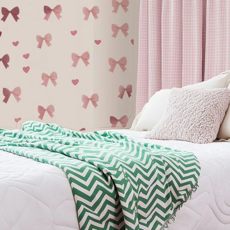 Sticker Mural - Coeur Avec Nœud Rose - Décoration Murale Pour Salon Chambre Bureau - 1 Pièce (1/5)